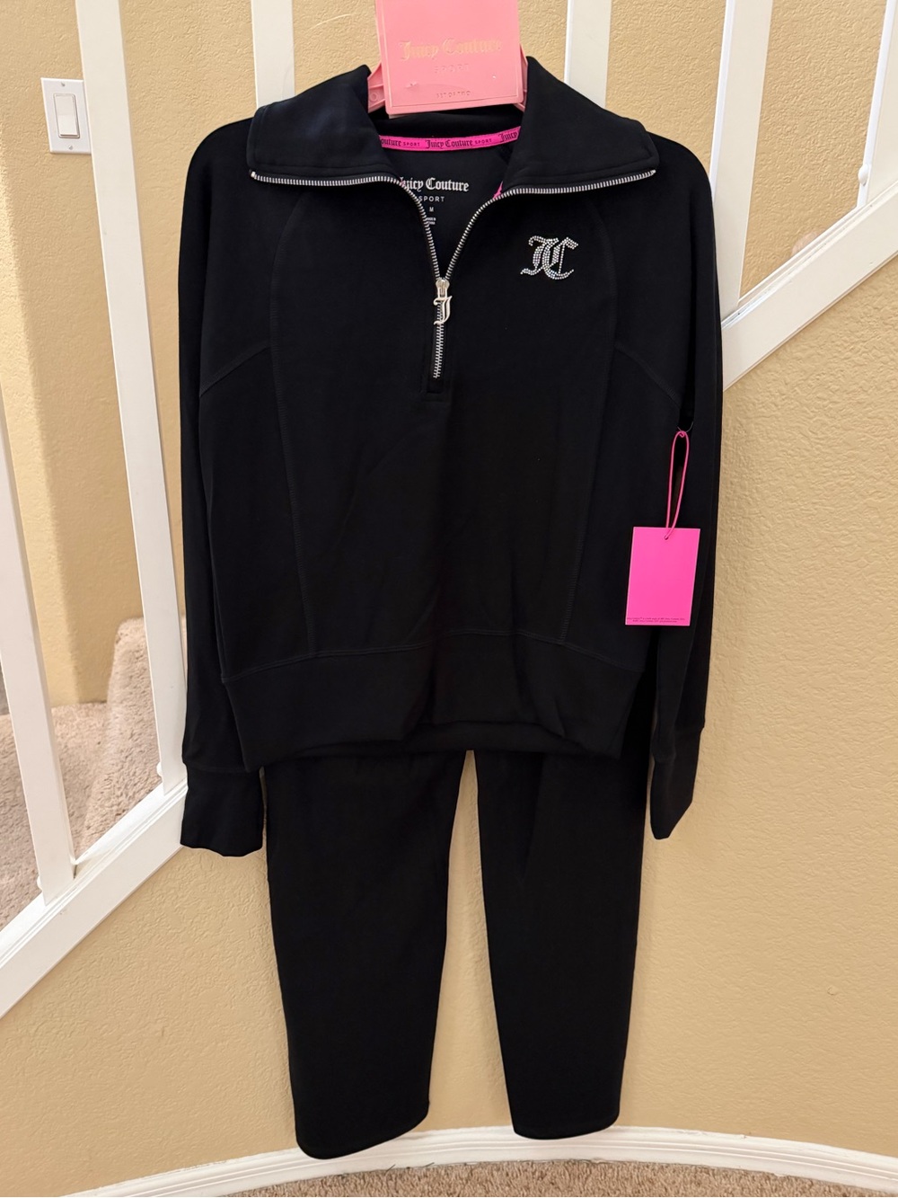 Juicy Couture NWT  Black Track Jumpsuit Set with Half-Zip